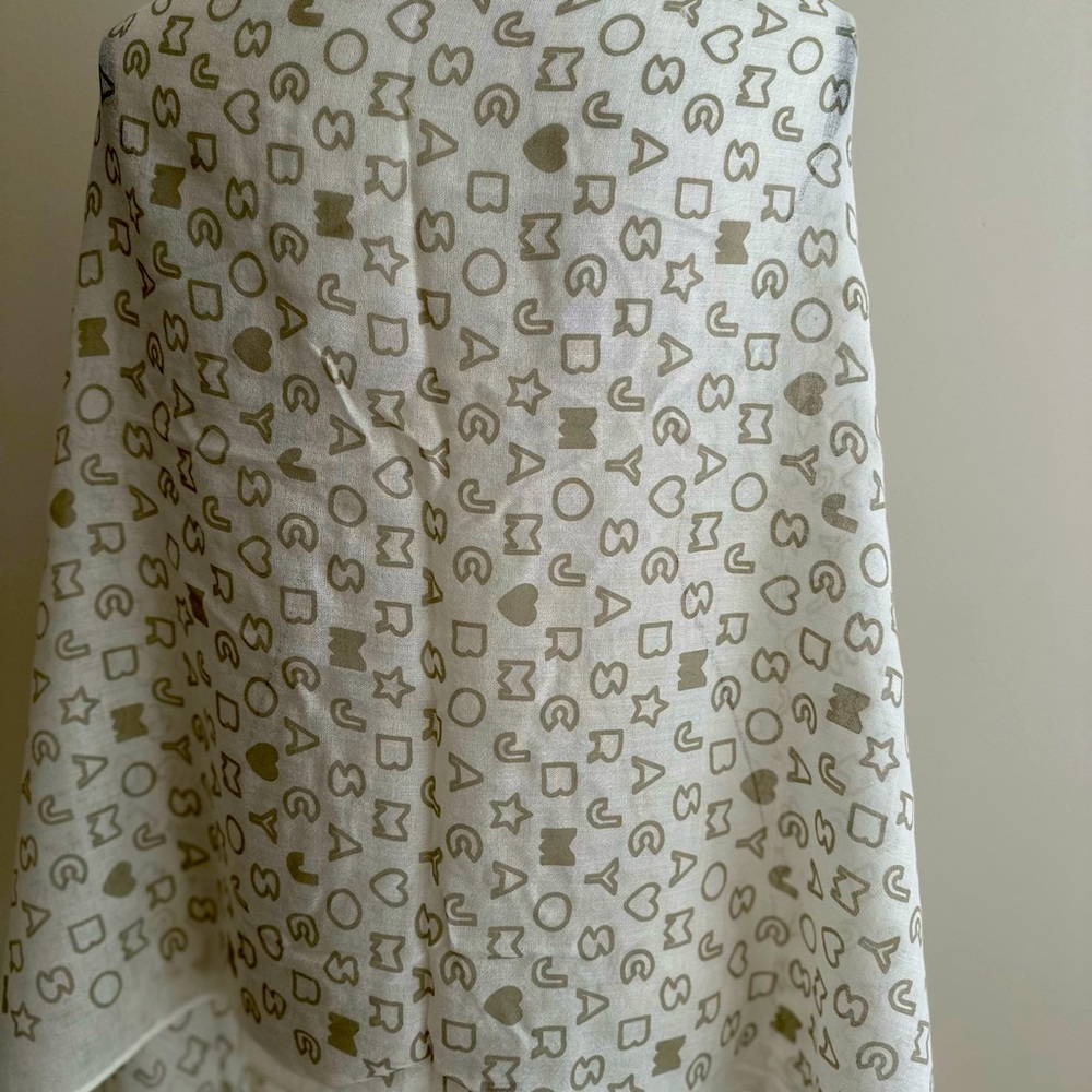 Marc by Marc Jacobs White and Gold Patterned Scarf